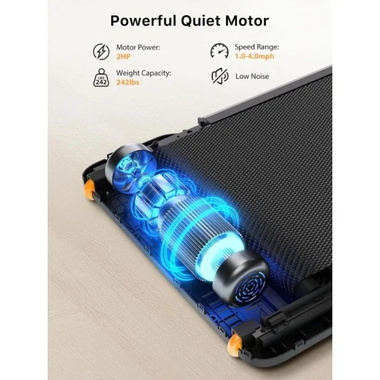 King Smith Foldable Walkingpad Z1 With Max. Speed 6Km/H, With 1Hp Brush Motor - Black
